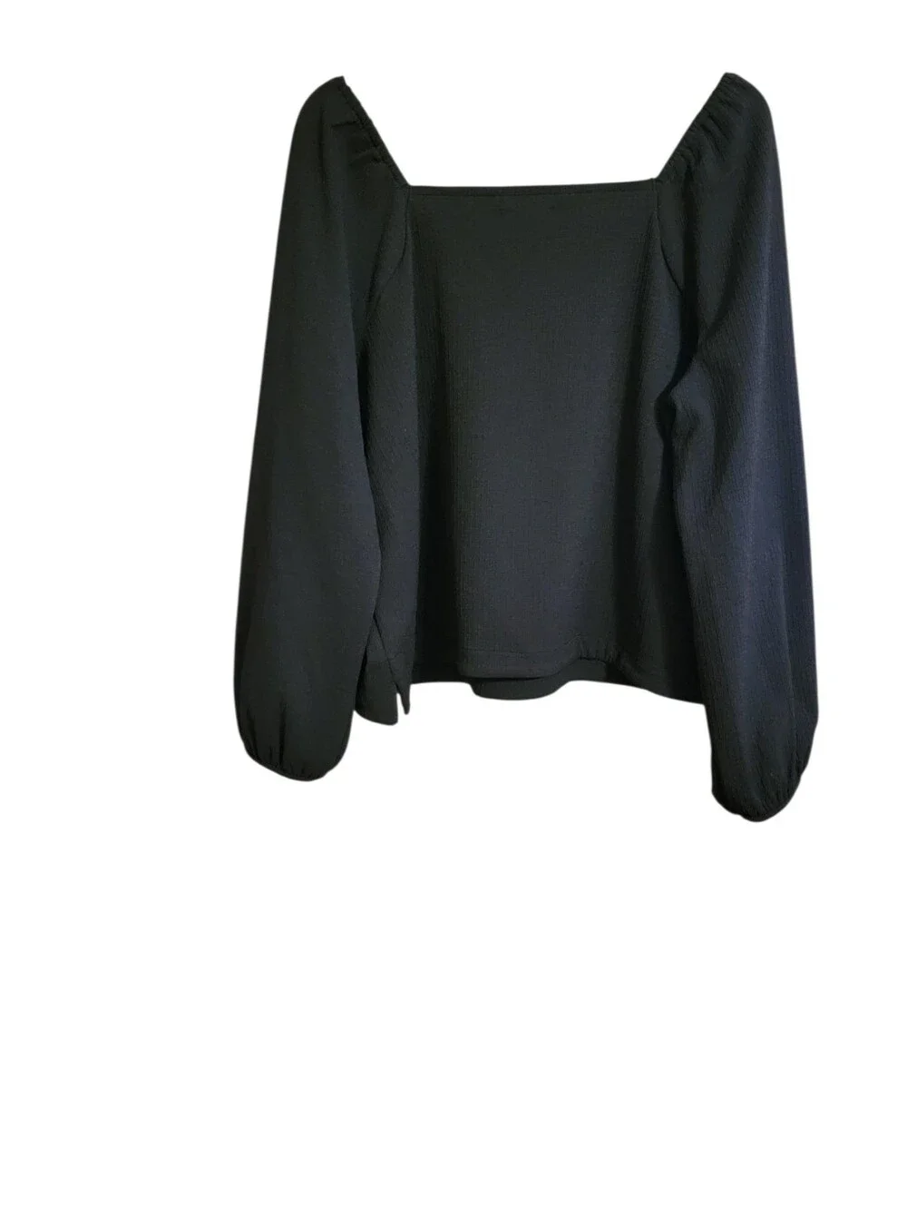 Madewell Black Crepe Square Neck Puff Sleeve Blouse